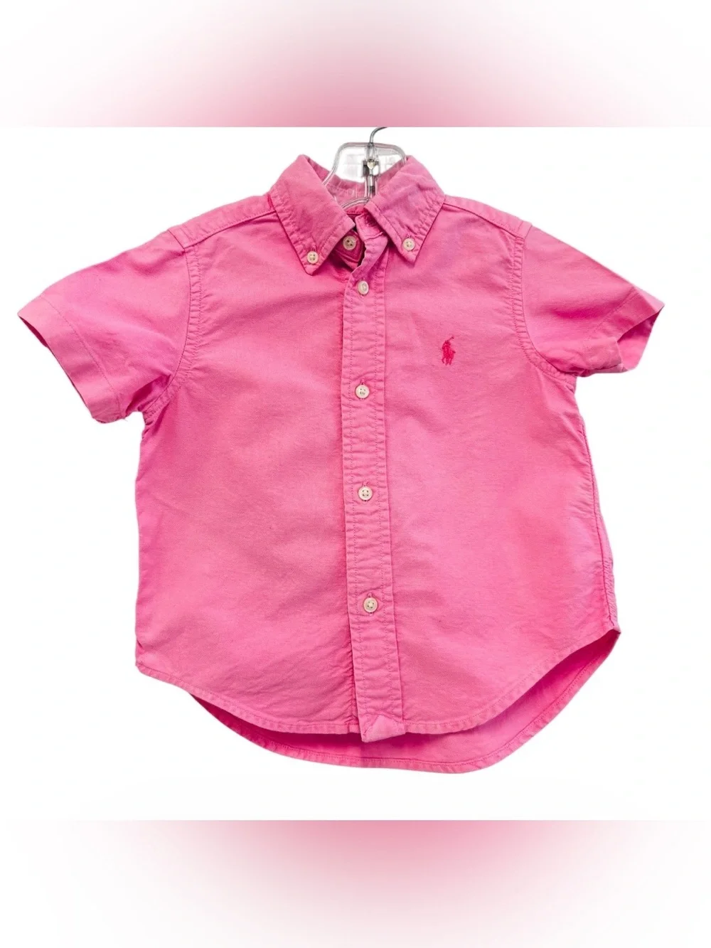 Ralph Lauren Hot Pink Short-Sleeve Button-Down Shirt Girls Size 2/2T